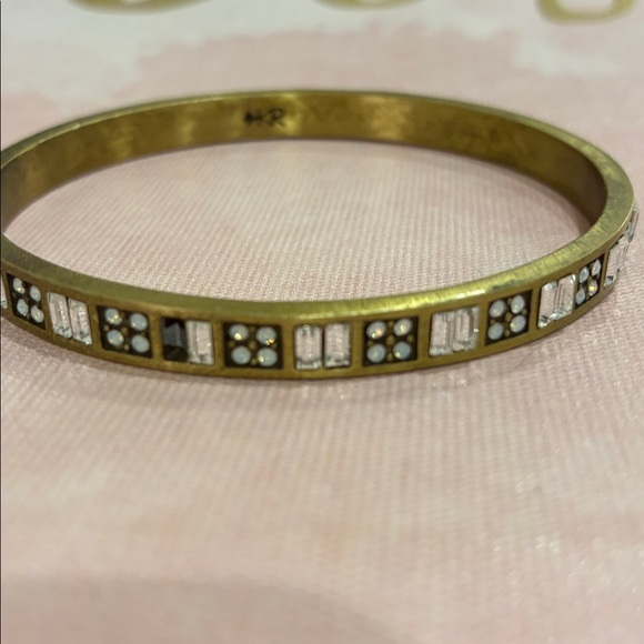 Silpada KR Signed Gold and White Rhinestone Inlay Bangle Bracelet - Picture 11 of 12